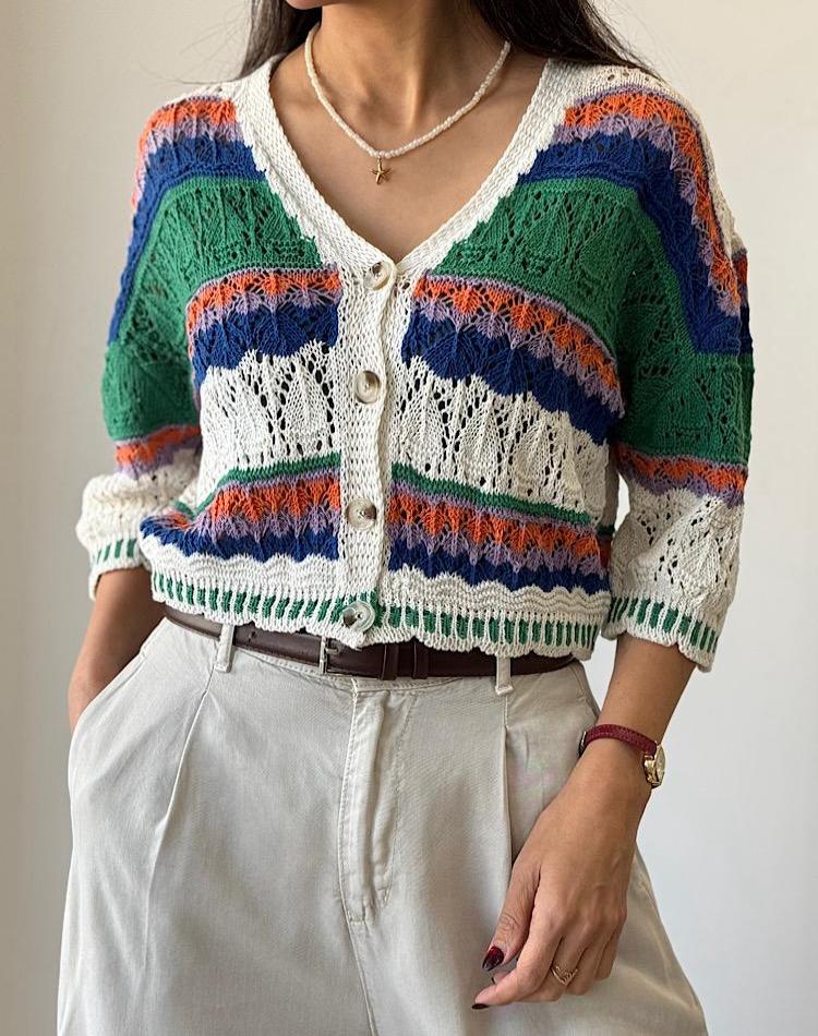 ژاکت کراپ طرحدار (کد 10107)