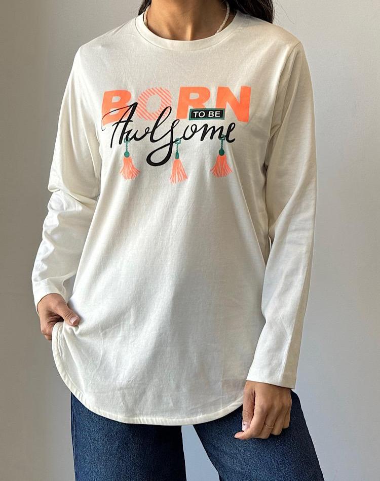 OFF/BF بلوز استین بلند طرحدار (کد 3218)