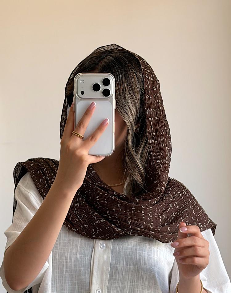 شال خال خالی قهوه ای (کد 00582)